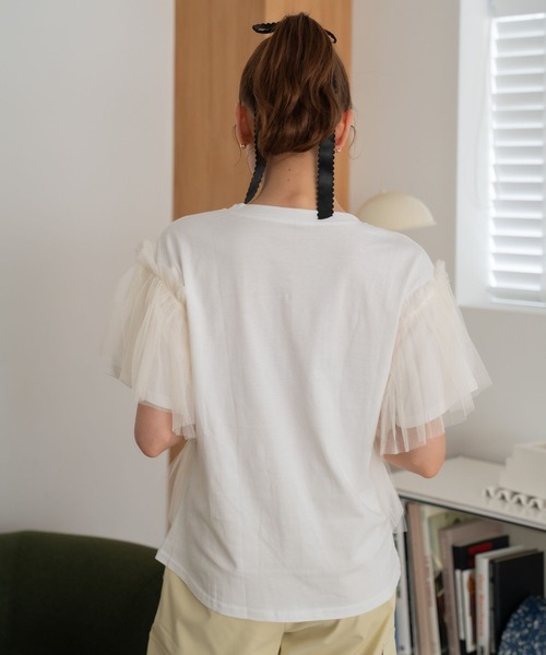 Nu(ニュー)の「【Nu】チュールドッキングTシャツ(Tシャツ/カットソー・レディース・ブラック/ブルー/ベージュ・M)」の17枚目の写真