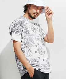 mt9673-bandana pattern mock neck T モックネックTシャツ