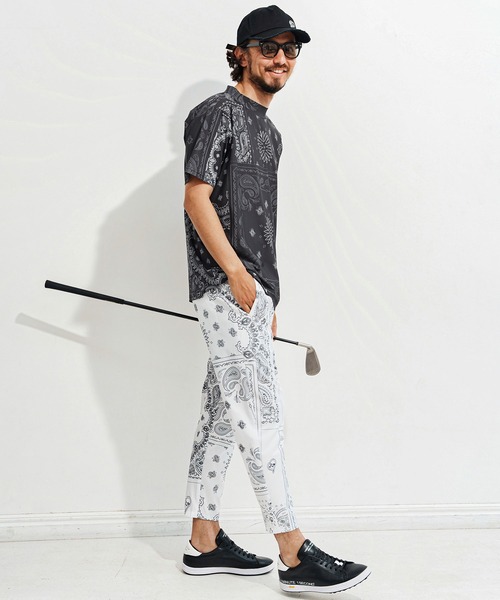 1minute 1second(ワンミニットワンセカンド)の「mt9673-bandana pattern mock neck T モックネックTシャツ(Tシャツ/カットソー・メンズ・ブラック×ホワイト/ホワイト×ブラック/ホワイト×ブルー・S/M/L/XL)」の16枚目の写真