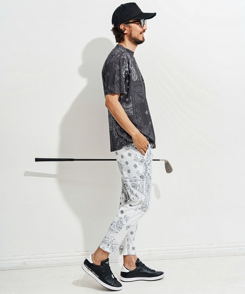 1minute 1second(ワンミニットワンセカンド)の「mt9673-bandana pattern mock neck T モックネックTシャツ(Tシャツ/カットソー・メンズ・ブラック×ホワイト/ホワイト×ブラック/ホワイト×ブルー・S/M/L/XL)」の17枚目の写真