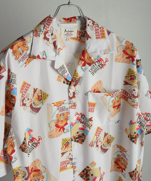 WESTSEA(ウエストシー)の「総柄 オープンカラーシャツ レトロポップ柄(シャツ/ブラウス・メンズ・サックスブルー/ピンク/イエロー/パープル/ホワイト/ホワイト系その他/ブラック/ブラック系その他・M/L/XL)」の2枚目の写真