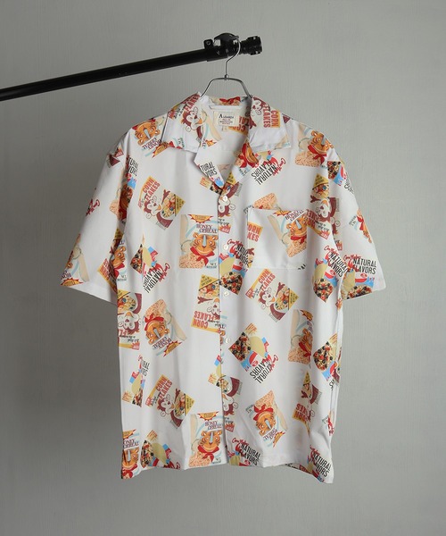 WESTSEA(ウエストシー)の「総柄 オープンカラーシャツ レトロポップ柄(シャツ/ブラウス・メンズ・サックスブルー/ピンク/イエロー/パープル/ホワイト/ホワイト系その他/ブラック/ブラック系その他・M/L/XL)」の9枚目の写真