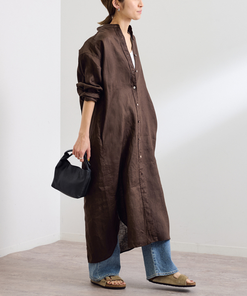 FRAMeWORK（フレームワーク）の「≪WEB限定追加≫フレンチリネンシャツワンピース（ワンピース・レディース・グリーン/ブラック/ブラウン・FREE）」の22枚目の写真