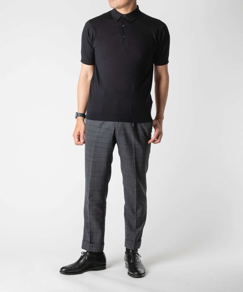 JOHN SMEDLEY(ジョンスメドレー)の「JOHN SMEDLEY REID ジョンスメドレー 半袖コットンニット ポロシャツ(ポロシャツ・メンズ・ネイビー/ベージュ系1/ブラック・MEDIUM/LARGE/X-LARGE/SMALL)」の6枚目の写真