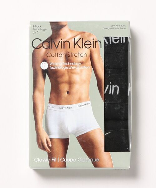 Calvin Klein（カルバン・クライン）の「【CALVIN KLEIN】 カルバンクライン Low Rise Trunk 3pk BLK Calvin Klein Underwear コットン ストレッチ ボクサーパンツ ブラック 3枚パック（ボクサーパンツ・メンズ・ブラック・S/M/L/XL）」の2枚目の写真