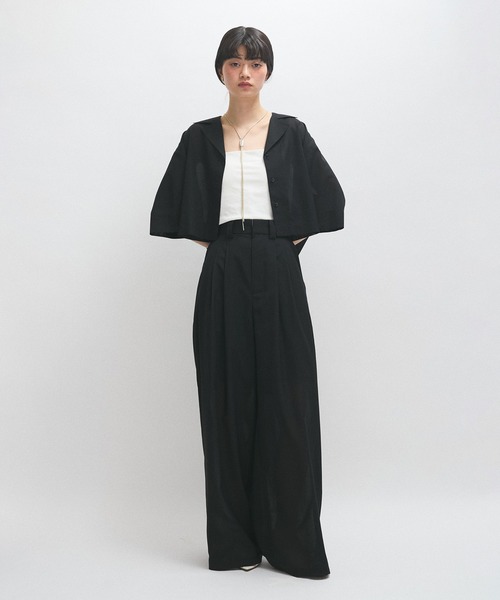 ADAM ET ROPE'(アダムエロペ)の「【接触冷感】ショートシャツジャケット(シャツ/ブラウス・レディース・ブラック/ベージュ・FREE)」の12枚目の写真