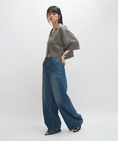 ADAM ET ROPE'(アダムエロペ)の「【接触冷感】ショートシャツジャケット(シャツ/ブラウス・レディース・ブラック/ベージュ・FREE)」の9枚目の写真