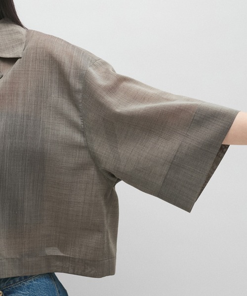 ADAM ET ROPE'(アダムエロペ)の「【接触冷感】ショートシャツジャケット(シャツ/ブラウス・レディース・ブラック/ベージュ・FREE)」の16枚目の写真