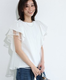 チュールドッキングフレアコットンTシャツ