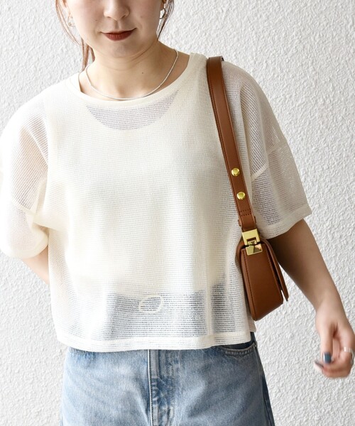 SHIPS any:〈手洗い可能〉メッシュ シアー ワイド TEE × タンク セット SHIPS｜SHIPS any:<手洗い可能>メッシュ シアー ワイド TEE