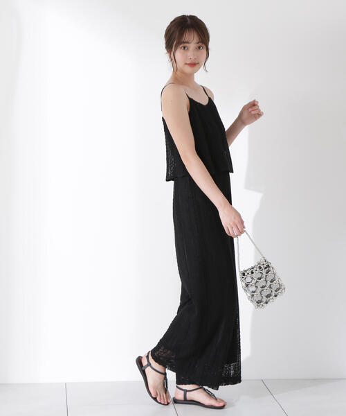 PROPORTION BODY DRESSING（プロポーションボディドレッシング）の「＜Ｅ＞レースキャミロンパース / 1215147601（サロペット/オーバーオール・レディース・ブラック/ホワイト系その他・SMALL/MEDIUM）」の3枚目の写真