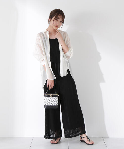 PROPORTION BODY DRESSING（プロポーションボディドレッシング）の「＜Ｅ＞レースキャミロンパース / 1215147601（サロペット/オーバーオール・レディース・ブラック/ホワイト系その他・SMALL/MEDIUM）」の9枚目の写真