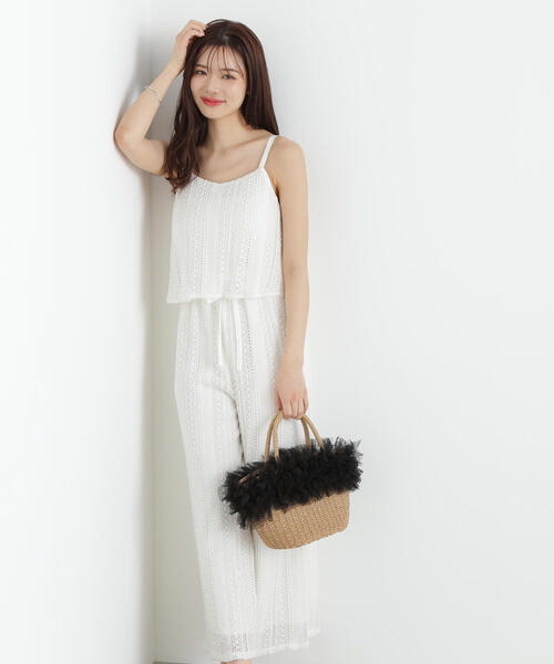 PROPORTION BODY DRESSING（プロポーションボディドレッシング）の「＜Ｅ＞レースキャミロンパース / 1215147601（サロペット/オーバーオール・レディース・ブラック/ホワイト系その他・SMALL/MEDIUM）」の2枚目の写真