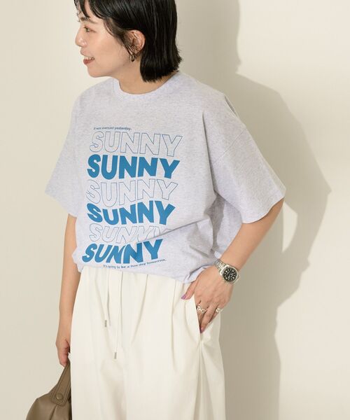 AMERICAN HOLIC(アメリカンホリック)の「SUNNY Tシャツ(Tシャツ/カットソー・レディース・杢グレー/サックスブルー/オフホワイト・L/M)」の1枚目の写真