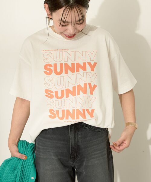AMERICAN HOLIC(アメリカンホリック)の「SUNNY Tシャツ(Tシャツ/カットソー・レディース・杢グレー/サックスブルー/オフホワイト・L/M)」の2枚目の写真