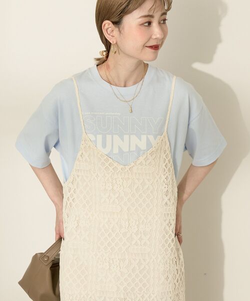 AMERICAN HOLIC(アメリカンホリック)の「SUNNY Tシャツ(Tシャツ/カットソー・レディース・杢グレー/サックスブルー/オフホワイト・L/M)」の3枚目の写真