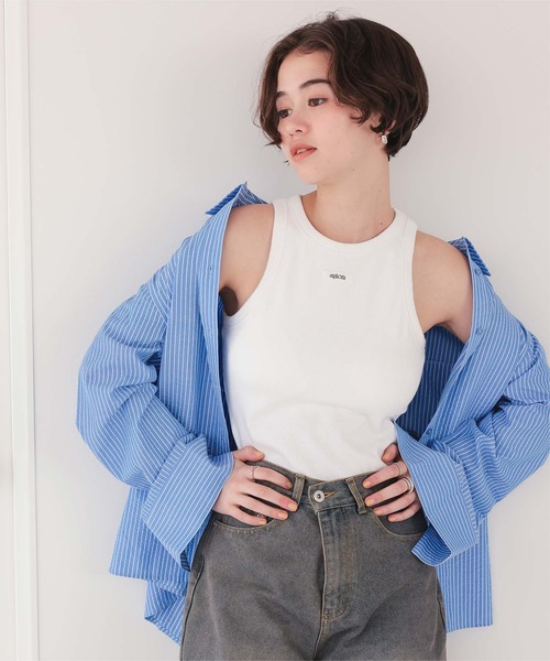 titivate（ティティベイト）の「カップ付きロゴタグアメスリタンクトップ（タンクトップ・レディース・グレー系その他/ブラック/ライトブルー/ライトピンク/オフホワイト・M）」の8枚目の写真