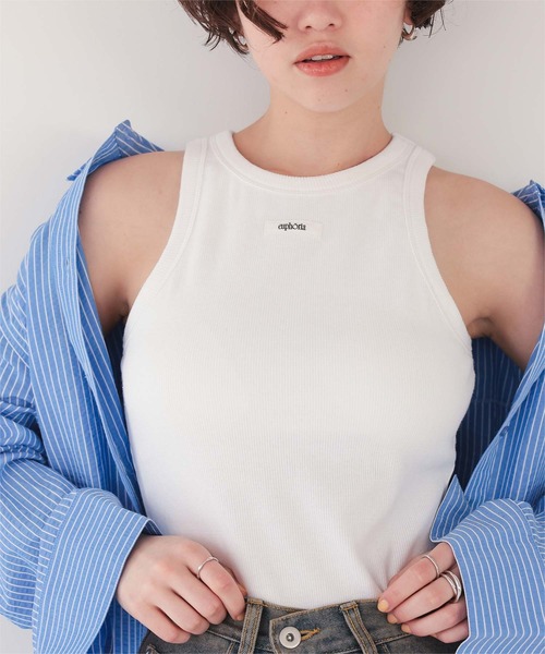 titivate（ティティベイト）の「カップ付きロゴタグアメスリタンクトップ（タンクトップ・レディース・グレー系その他/ブラック/ライトブルー/ライトピンク/オフホワイト・M）」の10枚目の写真