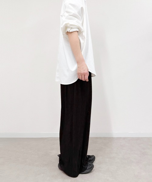 SHIZUTA(シズタ)の「SZT: シワになりにくいプリーツワイドパンツ シルエットのきれいなワイドパンツ ウェストゴム イージーパンツ(その他パンツ・レディース・ブラック/サックスブルー/ピンク・M/L)」の6枚目の写真