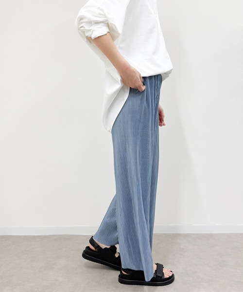 SHIZUTA(シズタ)の「SZT: シワになりにくいプリーツワイドパンツ シルエットのきれいなワイドパンツ ウェストゴム イージーパンツ(その他パンツ・レディース・ブラック/サックスブルー/ピンク・M/L)」の10枚目の写真