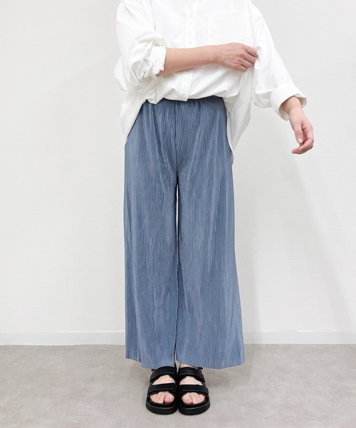 SHIZUTA(シズタ)の「SZT: シワになりにくいプリーツワイドパンツ シルエットのきれいなワイドパンツ ウェストゴム イージーパンツ(その他パンツ・レディース・ブラック/サックスブルー/ピンク・M/L)」の11枚目の写真