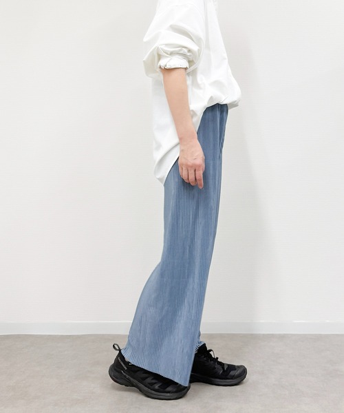 SHIZUTA(シズタ)の「SZT: シワになりにくいプリーツワイドパンツ シルエットのきれいなワイドパンツ ウェストゴム イージーパンツ(その他パンツ・レディース・ブラック/サックスブルー/ピンク・M/L)」の13枚目の写真