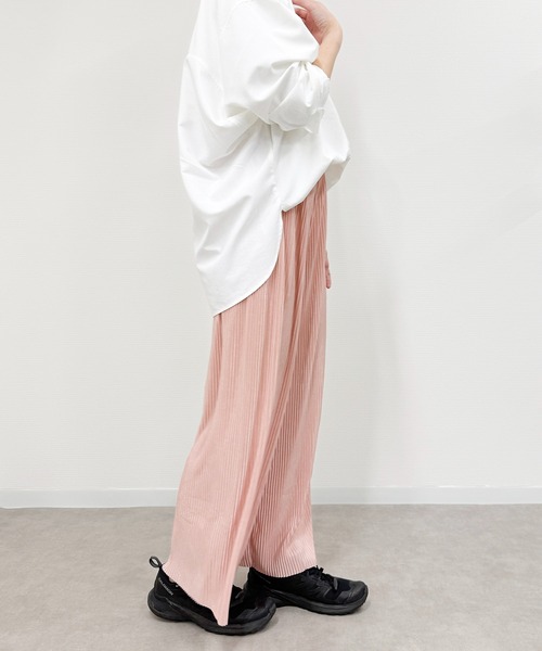 SHIZUTA(シズタ)の「SZT: シワになりにくいプリーツワイドパンツ シルエットのきれいなワイドパンツ ウェストゴム イージーパンツ(その他パンツ・レディース・ブラック/サックスブルー/ピンク・M/L)」の15枚目の写真