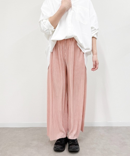 SHIZUTA(シズタ)の「SZT: シワになりにくいプリーツワイドパンツ シルエットのきれいなワイドパンツ ウェストゴム イージーパンツ(その他パンツ・レディース・ブラック/サックスブルー/ピンク・M/L)」の18枚目の写真