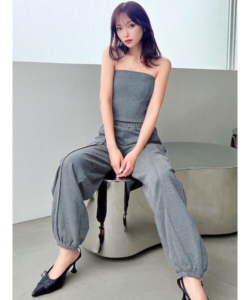 RESEXXY（リゼクシー）の「ピンタックスウェットパンツ【セットアップ着用可能】（スウェットパンツ・レディース・ブラック/チャコールグレー/ライトグレー・FREE）」の5枚目の写真