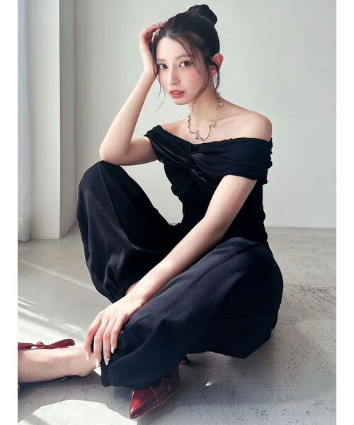 RESEXXY（リゼクシー）の「ピンタックスウェットパンツ【セットアップ着用可能】（スウェットパンツ・レディース・ブラック/チャコールグレー/ライトグレー・FREE）」の8枚目の写真