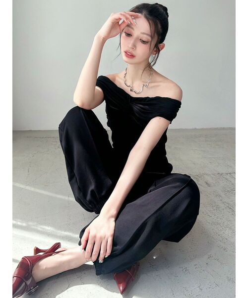 RESEXXY（リゼクシー）の「ピンタックスウェットパンツ【セットアップ着用可能】（スウェットパンツ・レディース・ブラック/チャコールグレー/ライトグレー・FREE）」の9枚目の写真