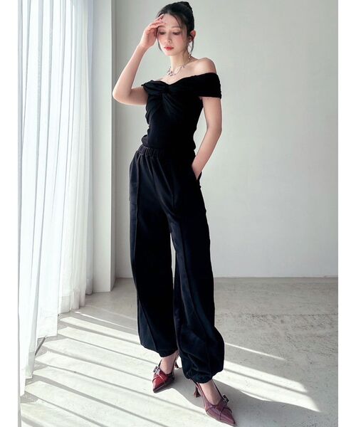 RESEXXY（リゼクシー）の「ピンタックスウェットパンツ【セットアップ着用可能】（スウェットパンツ・レディース・ブラック/チャコールグレー/ライトグレー・FREE）」の10枚目の写真