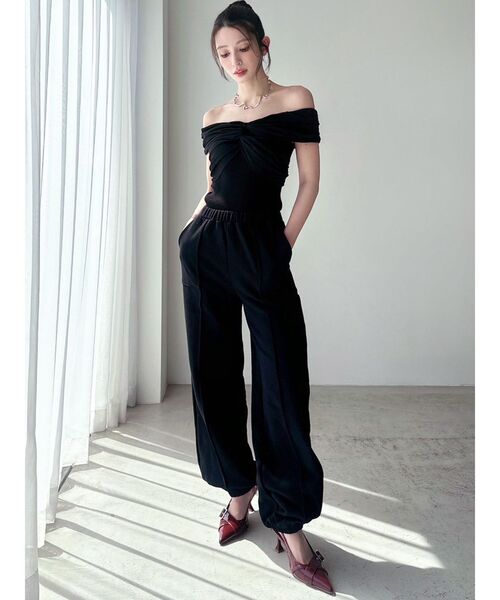 RESEXXY（リゼクシー）の「ピンタックスウェットパンツ【セットアップ着用可能】（スウェットパンツ・レディース・ブラック/チャコールグレー/ライトグレー・FREE）」の11枚目の写真