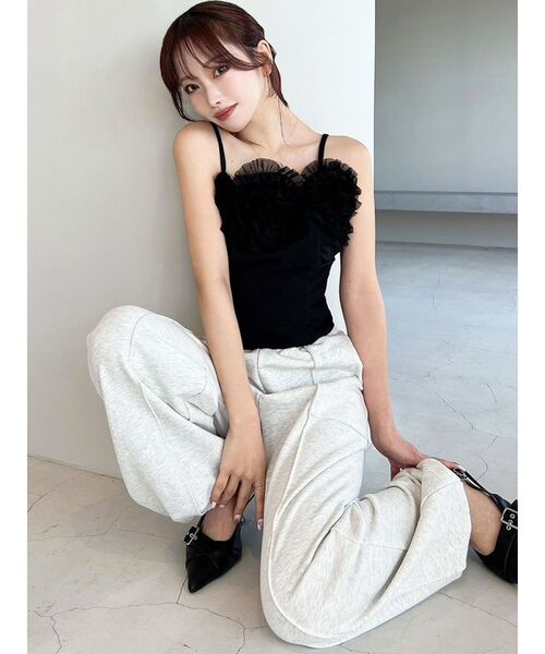 RESEXXY（リゼクシー）の「ピンタックスウェットパンツ【セットアップ着用可能】（スウェットパンツ・レディース・ブラック/チャコールグレー/ライトグレー・FREE）」の12枚目の写真