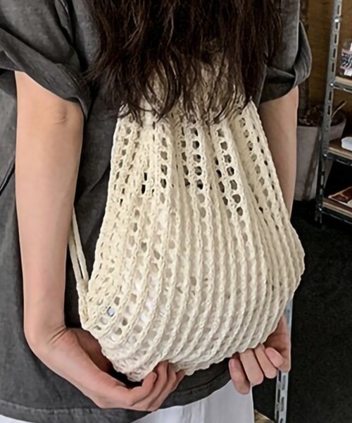 Per sist ence(パーシエンス)の「メッシュナップザック(バックパック/リュック・レディース・ブラック/ホワイト・ONE SIZE)」の1枚目の写真