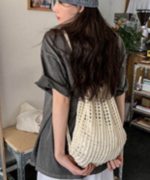 Per sist ence(パーシエンス)の「メッシュナップザック(バックパック/リュック・レディース・ブラック/ホワイト・ONE SIZE)」の9枚目の写真
