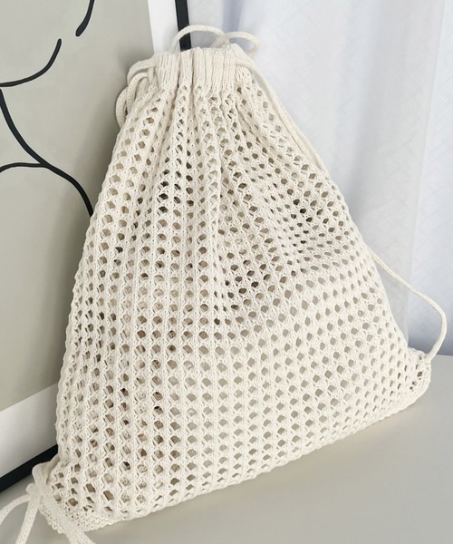 Per sist ence(パーシエンス)の「メッシュナップザック(バックパック/リュック・レディース・ブラック/ホワイト・ONE SIZE)」の10枚目の写真