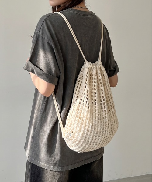 Per sist ence(パーシエンス)の「メッシュナップザック(バックパック/リュック・レディース・ブラック/ホワイト・ONE SIZE)」の8枚目の写真