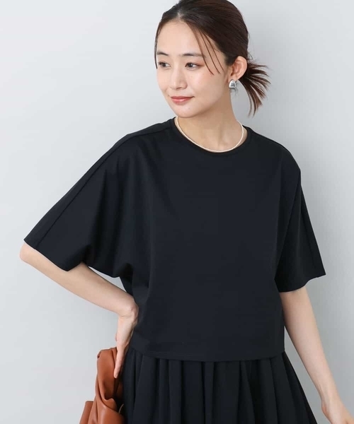 tシャツ クロップド丈ドルマンスリーブカットソー/接触冷感/洗える レディース クロップド丈ドルマンスリーブカットソー/接触冷感/洗える