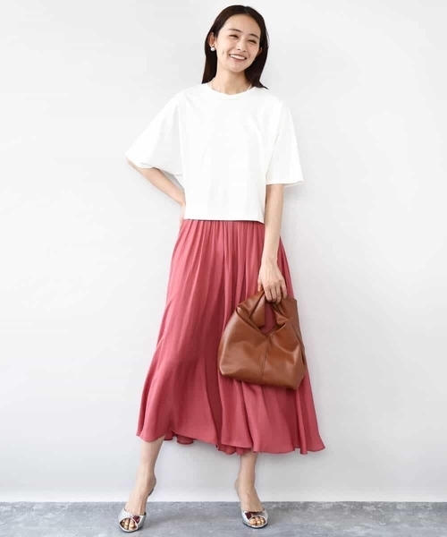 tシャツ クロップド丈ドルマンスリーブカットソー/接触冷感/洗える レディース クロップド丈ドルマンスリーブカットソー/接触冷感/洗える