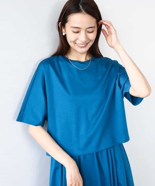 tシャツ クロップド丈ドルマンスリーブカットソー/接触冷感/洗える レディース クロップド丈ドルマンスリーブカットソー/接触冷感/洗える