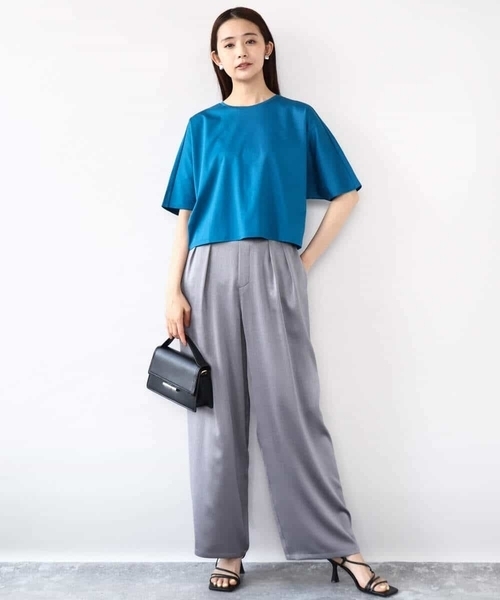 tシャツ クロップド丈ドルマンスリーブカットソー/接触冷感/洗える レディース クロップド丈ドルマンスリーブカットソー/接触冷感/洗える