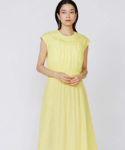 INED(イネド)の「【接触冷感】綿キュプラ ピンタックワンピース(ワンピース・レディース・モカ/イエロー・9号/11号)」の1枚目の写真