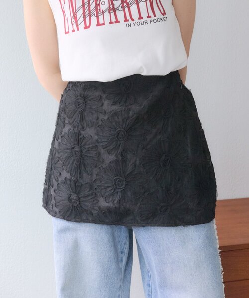 ネイビー フラワーレース ミニスカート セール】フラワーレースミニスカート（スカート）｜w closet