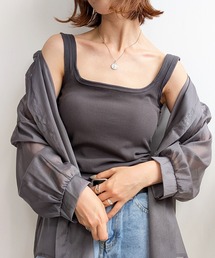 カップ付きリブタンクトップ 夏インナー レイヤード 韓国ファッション カジュアル 美シルエット シーズンレス フェス アウトドア
