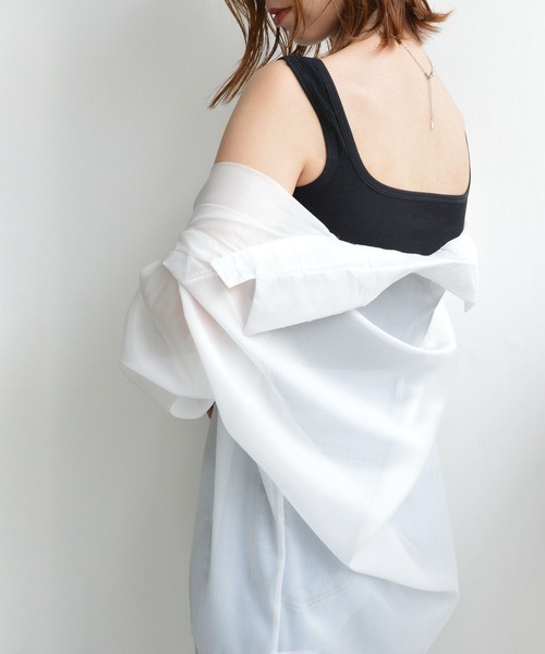 styiro(スタイロ)の「カップ付きリブタンクトップ 夏インナー レイヤード 韓国ファッション カジュアル 美シルエット シーズンレス フェス アウトドア(タンクトップ・レディース・ブラック/ホワイト/グレー・FREE)」の14枚目の写真