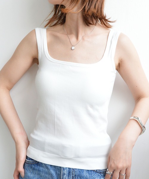 styiro(スタイロ)の「カップ付きリブタンクトップ 夏インナー レイヤード 韓国ファッション カジュアル 美シルエット シーズンレス フェス アウトドア(タンクトップ・レディース・ブラック/ホワイト/グレー・FREE)」の21枚目の写真
