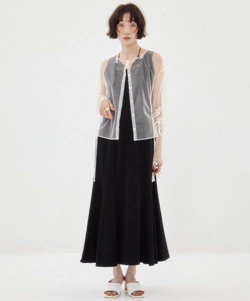 MURRAL/ミューラル】EX.embroidered tulle cardigan/エンブロイ