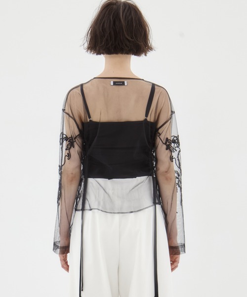 MURRAL/ミューラル】EX.embroidered tulle cardigan/エンブロイ