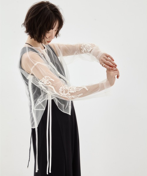 【新品未使用】MURRAL embroidered tulle cardigan MURRAL/ミューラル】EX.embroidered tulle cardigan/エンブロイ